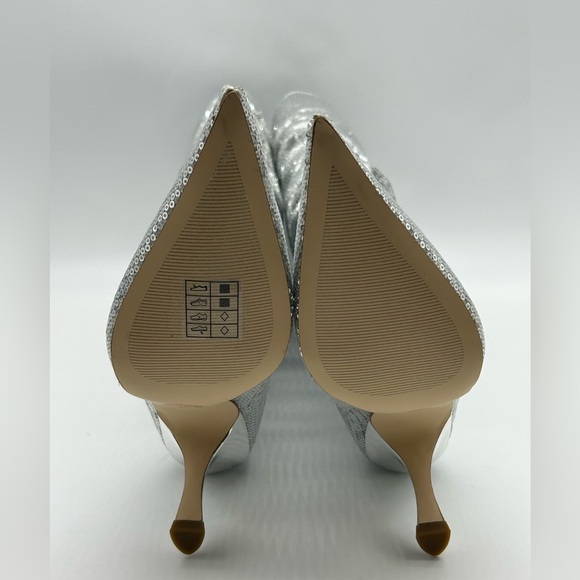 Michael Kors Luna Sequin Boots Silver Pointed Toe Slouchy Heels Women’s 6.5M NIB - Picture 11 of 14